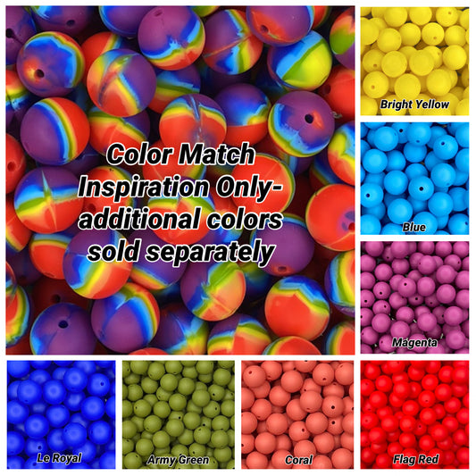 Primary Rainbow Swirl 15mm Bead