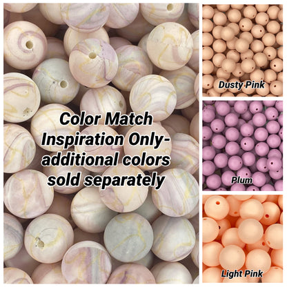 Perle rose de 15 mm imprimée Carrare