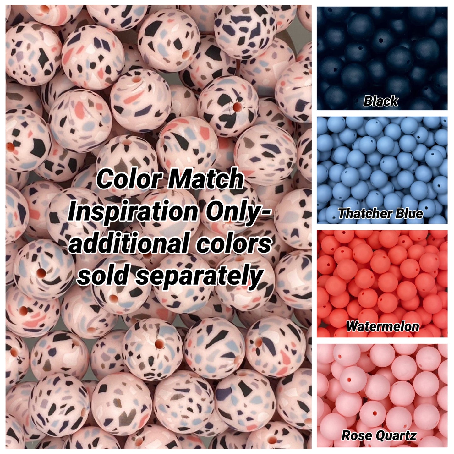 Pink Terrazzo Printed 15mm Bead