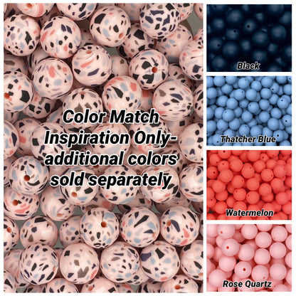 Pink Terrazzo Printed 15mm Bead