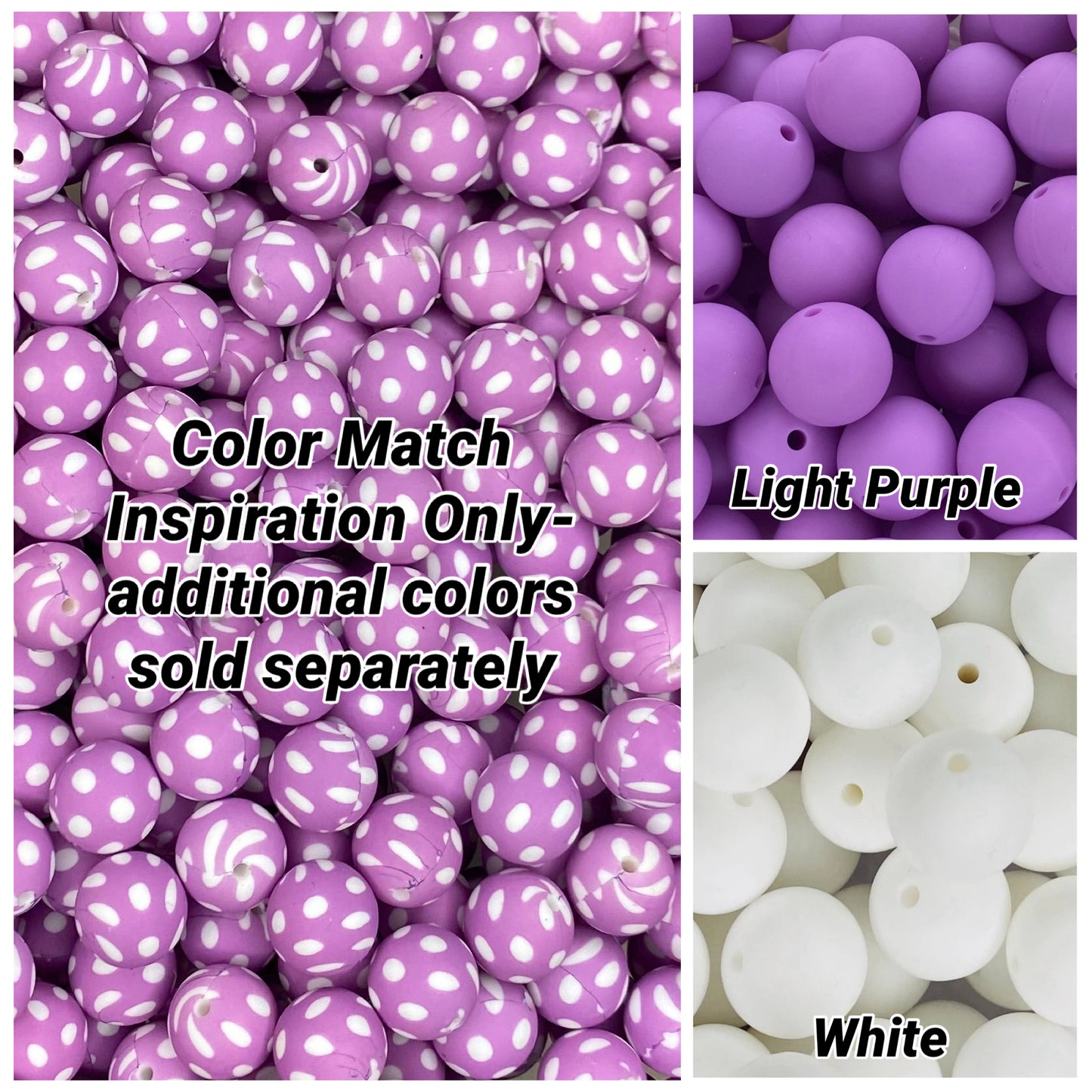 Purple Polka Dot Printed 15mm Bead