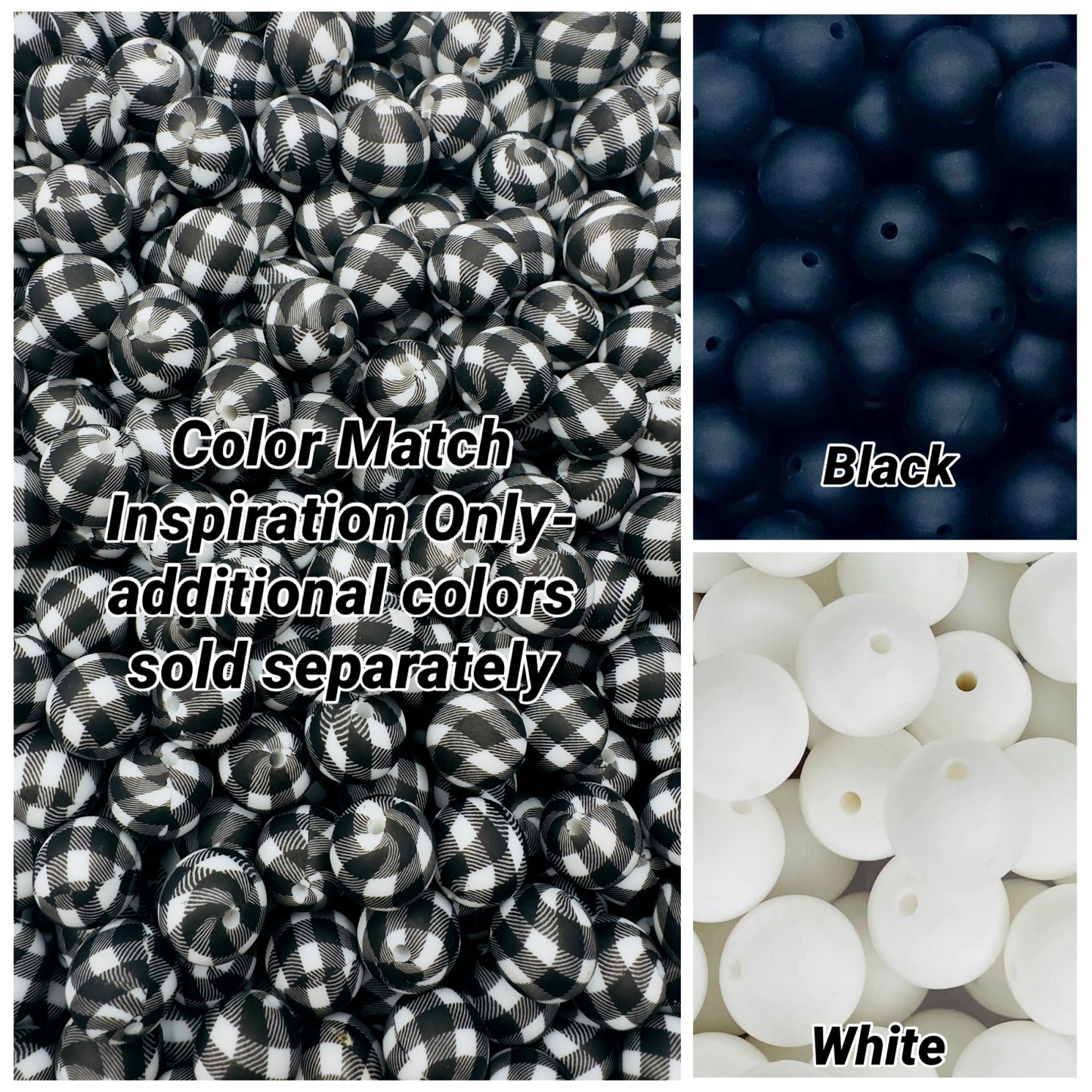 Perles de 15 mm imprimées à carreaux de buffle