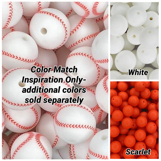 Baseball Printed 15mm Bead