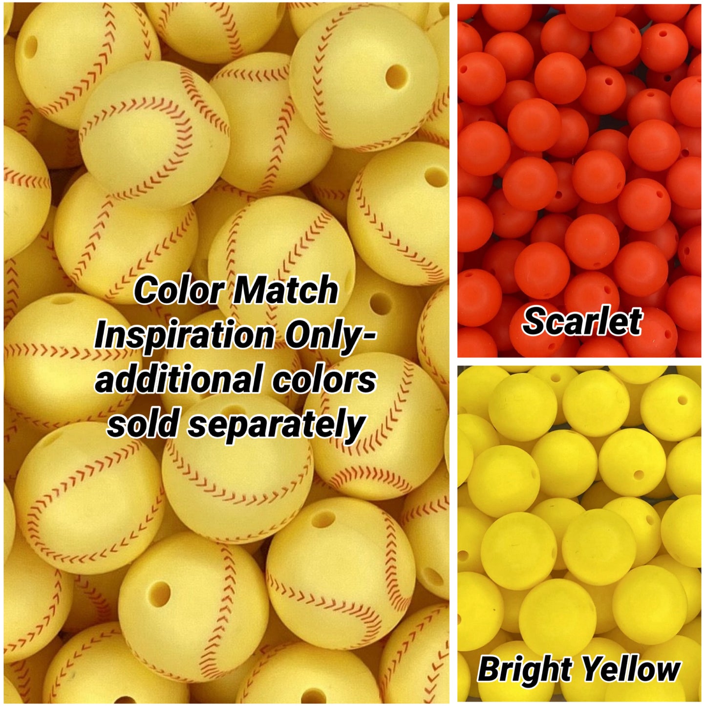 Perle de 15 mm imprimée softball