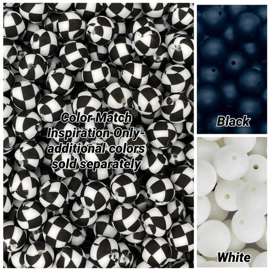 Racing Flag Printed 15mm Bead