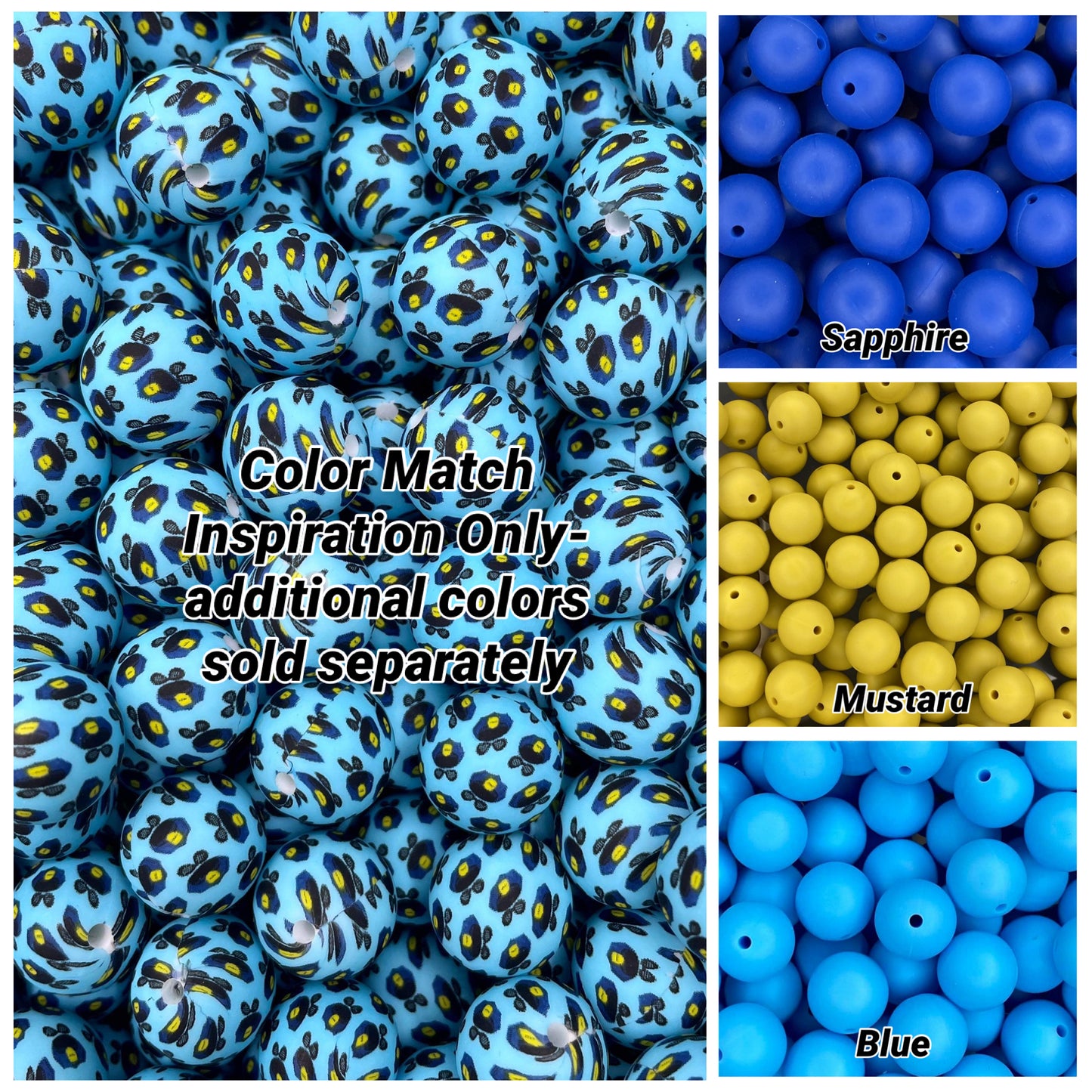 Création CTS : Dos la perle imprimée bleue de 15 mm