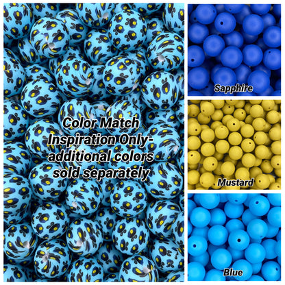Création CTS : Dos la perle imprimée bleue de 15 mm