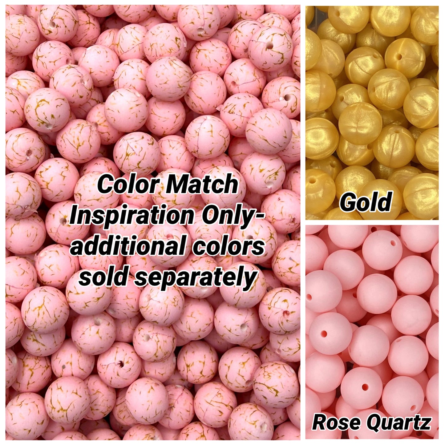 CTS Creation: Rose Quartz Stone Printed 15mm Bead