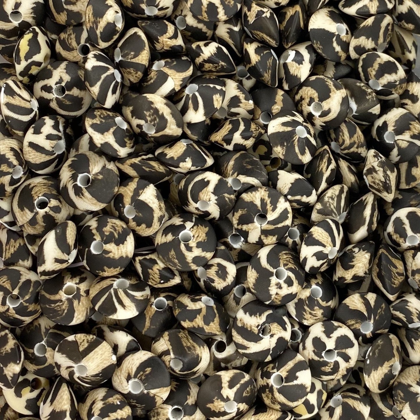 Cheetah Printed 12mm Lentil Bead