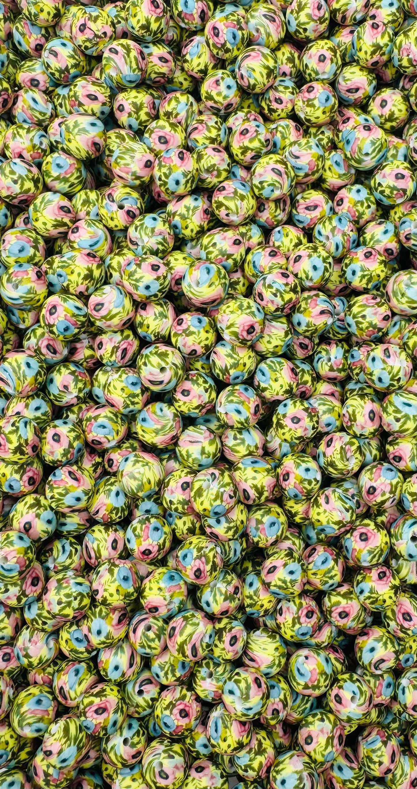 Blush and BLUEm Printed 15mm Bead