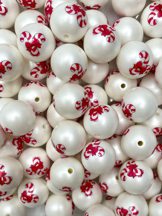 Candy Cane 20mm Acrylic Bead