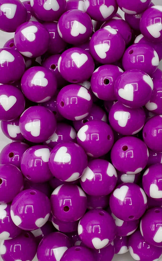 Purple Heart 20mm Acrylic Bead