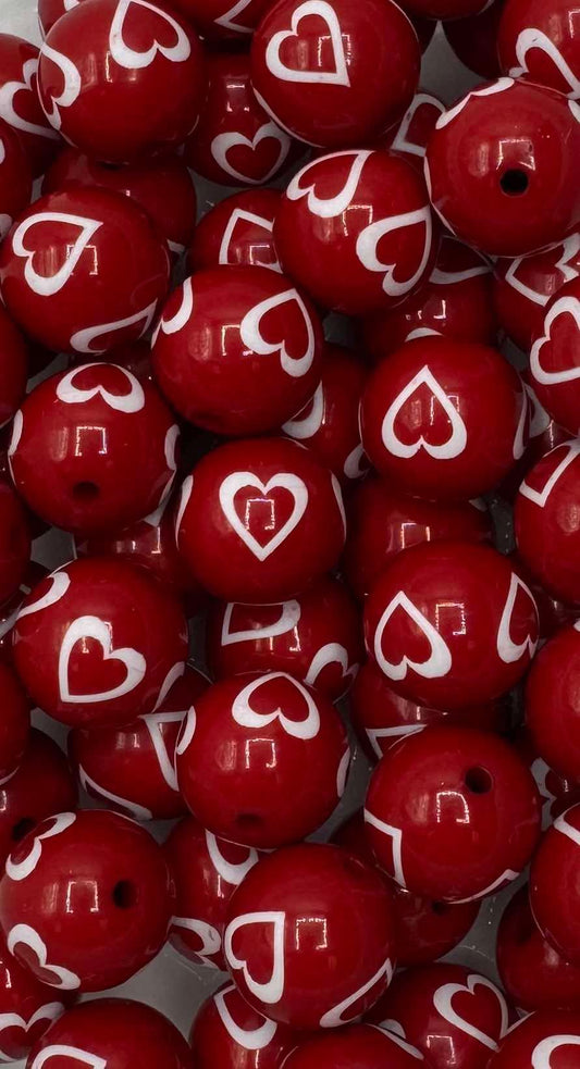 Royal Red Heart 20mm Acrylic Bead