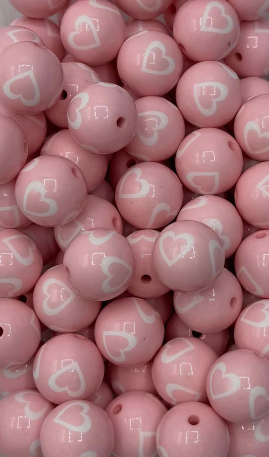 Baby Pink Heart 20mm Acrylic Bead