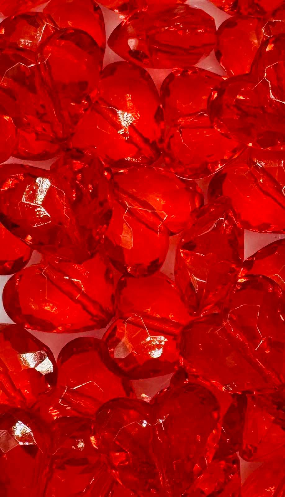 Red Diamond 3D Heart Acrylic Bead