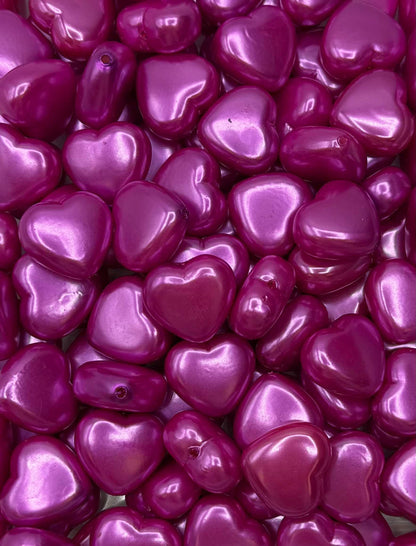 Fuchsia 3D Heart Acrylic Bead