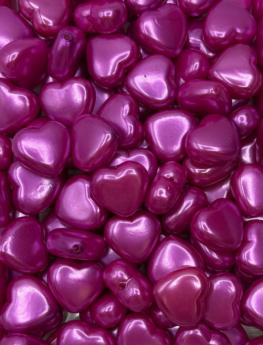 Fuchsia 3D Heart Acrylic Bead