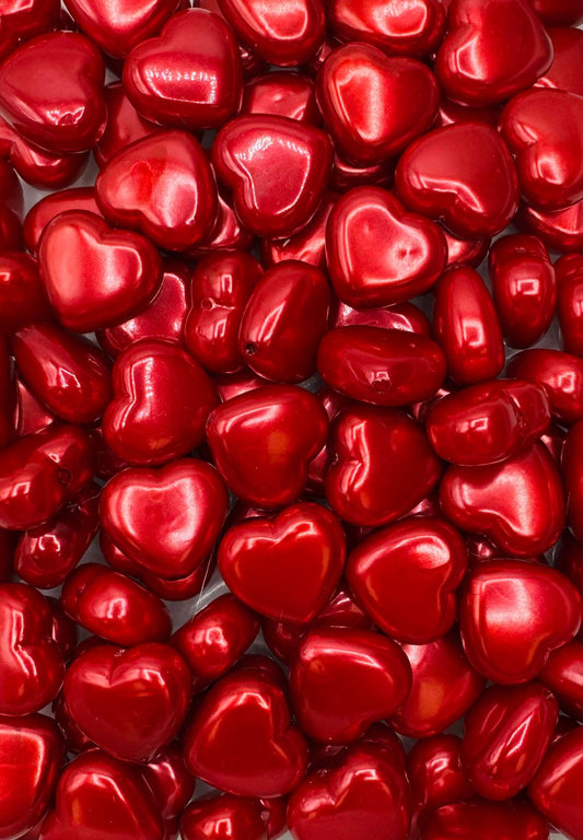 Royal Red 3D Heart Acrylic Bead