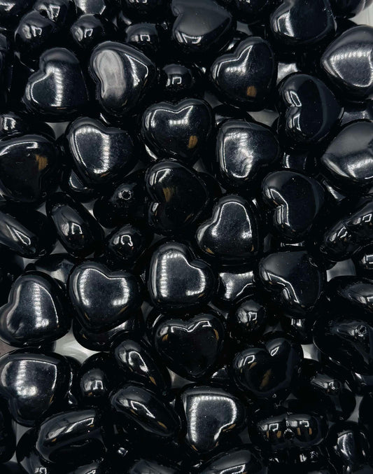 Black 3D Heart Acrylic Bead