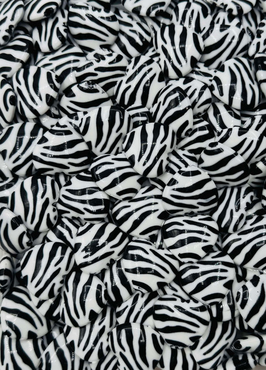 Zebra 3D Heart Acrylic Bead