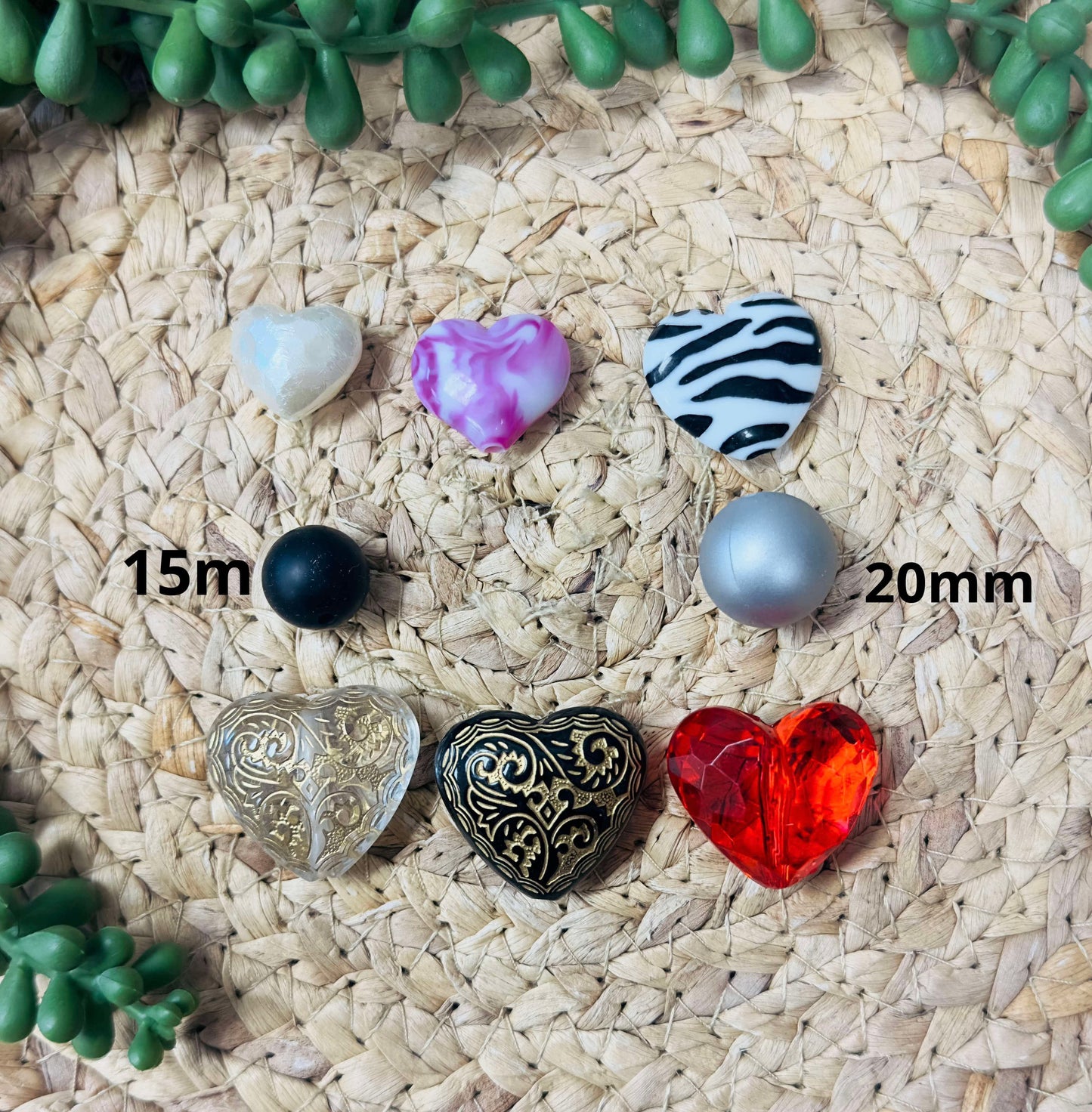 Zebra 3D Heart Acrylic Bead