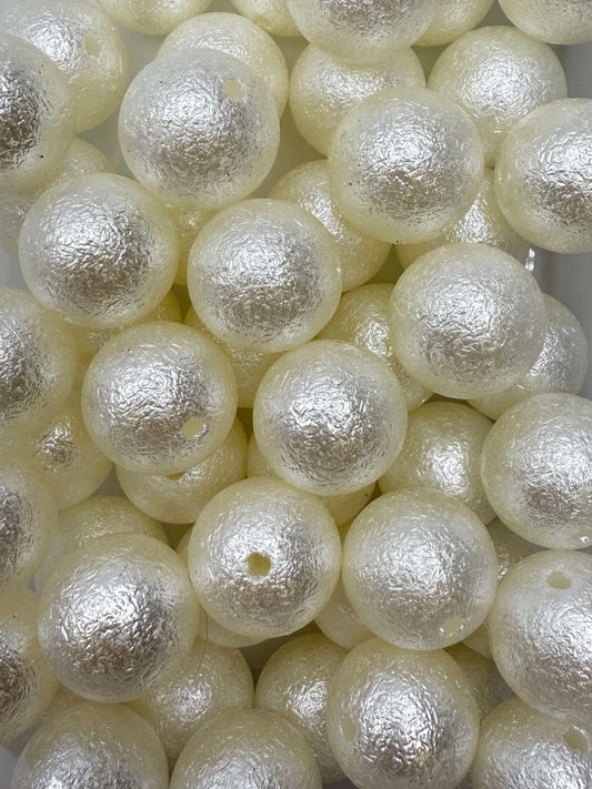 White Foil 20mm Acrylic Bead