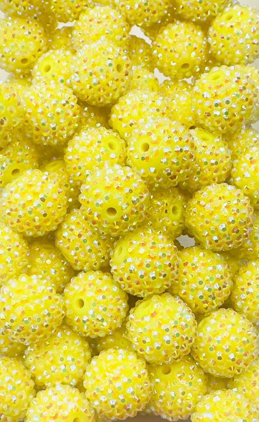 Baby Yellow Iridescent Rhinestone 20mm Acrylic Bead