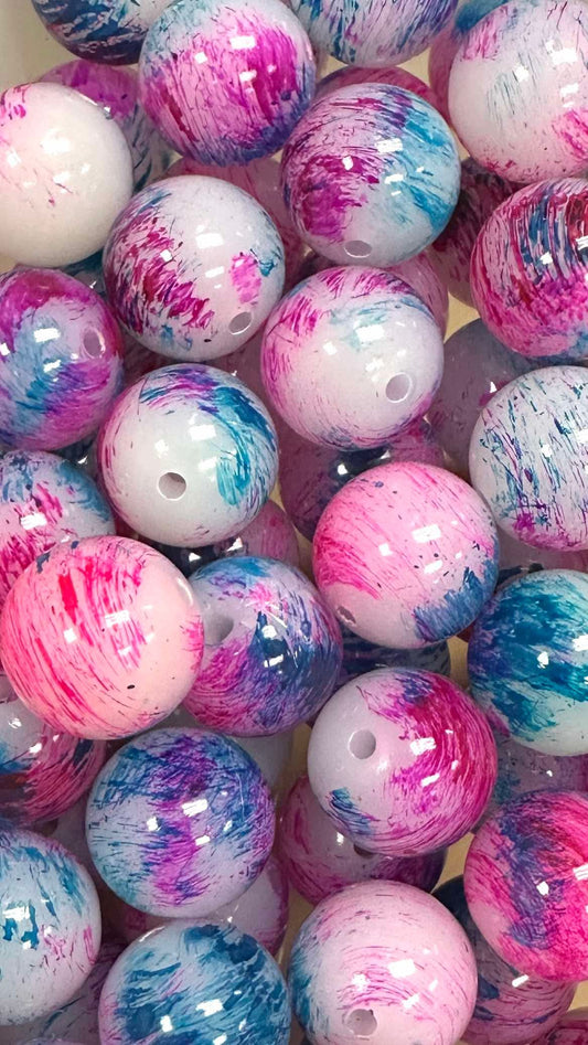 Cotton Candy Splatter 20mm Acrylic Bead