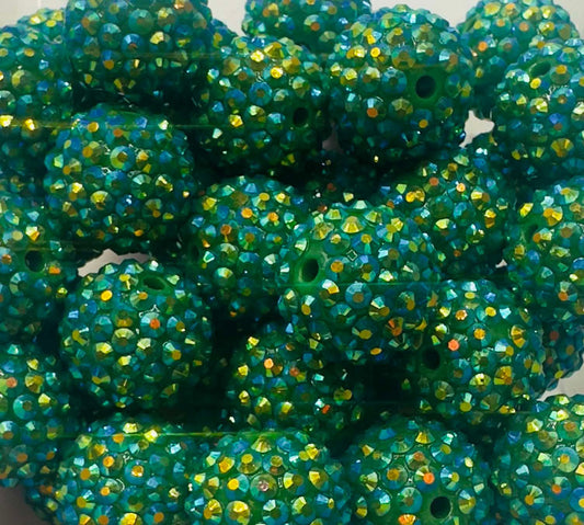 Forest Iridescent Rhinestone 20mm Acrylic Bead