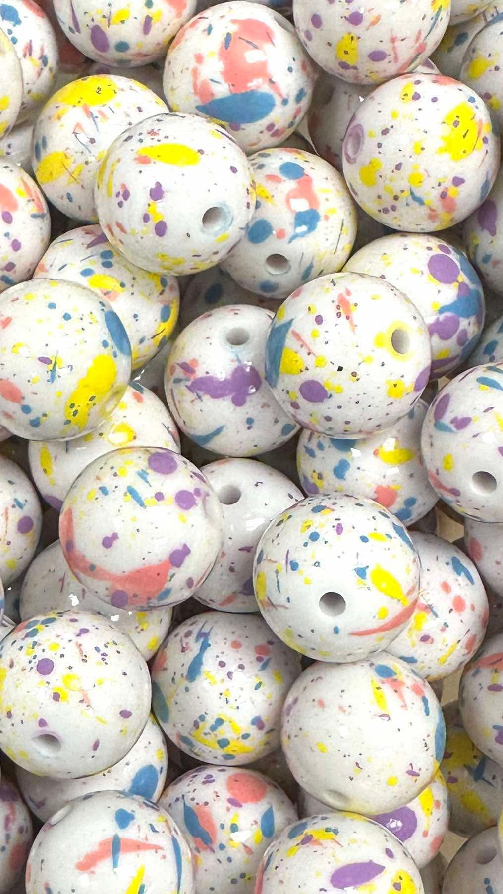 Pastel Splatter 20mm Acrylic Bead