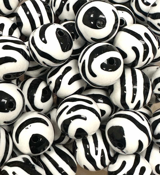 Zebra 20mm Acrylic Bead