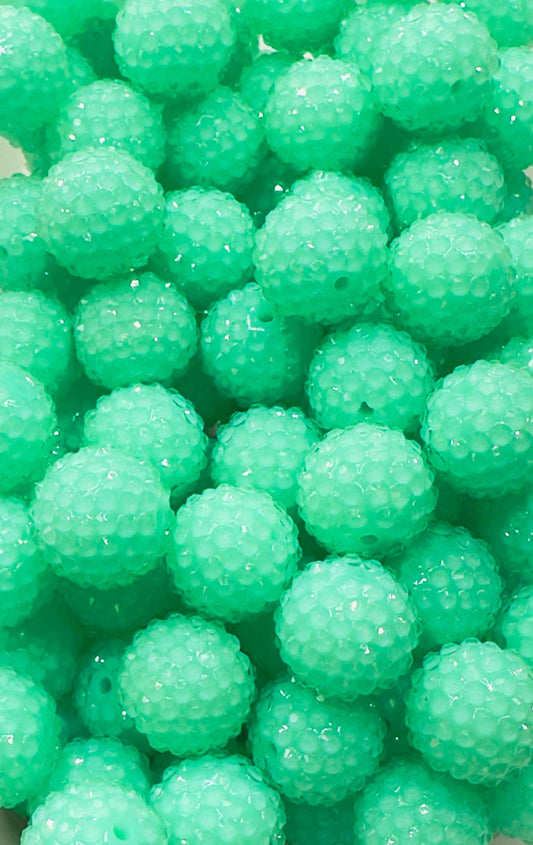 Spearmint Gloss Rhinestone 20mm Acrylic Bead