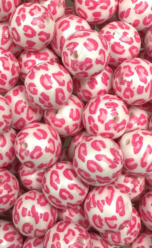 Pink Leopard 20mm Acrylic Bead