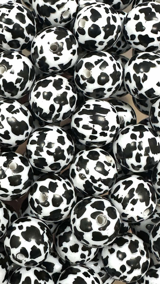 Black Cow 20mm Acrylic Bead