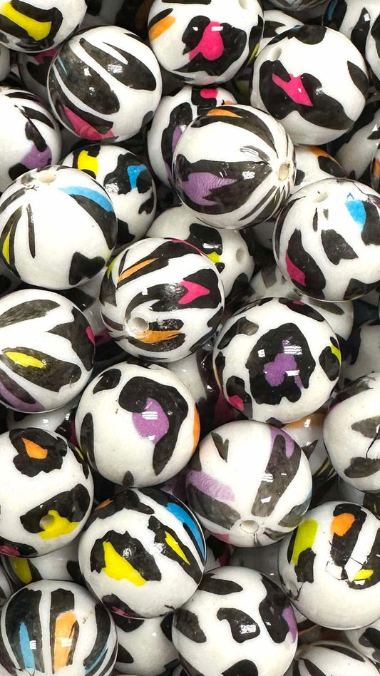 Neon Leopard 20mm Acrylic Bead