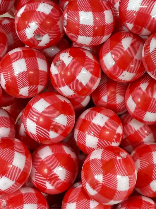 Picnic Plaid 20mm Acrylic Bead