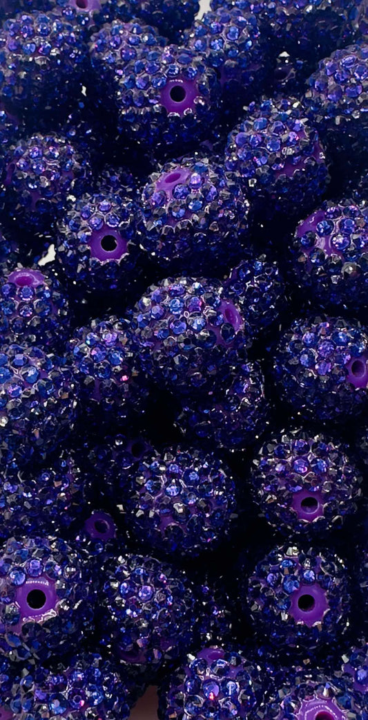 Dark Purple Gloss Rhinestone 20mm Acrylic Bead