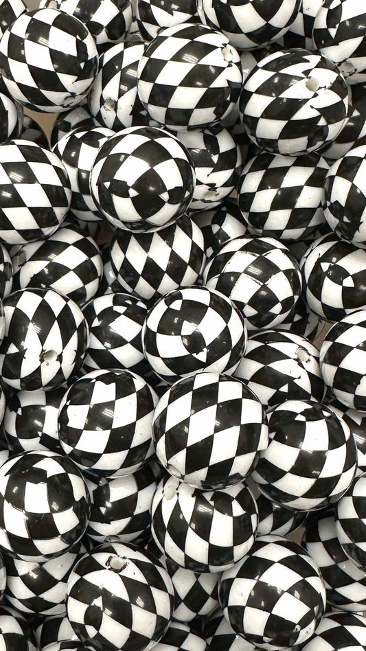 Racing Flag 20mm Acrylic Bead