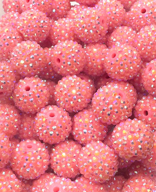 Strawberry Iridescent Rhinestone 20mm Acrylic Bead