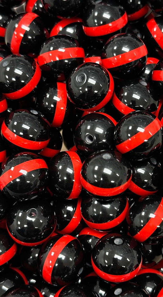 Thin Red Line 20mm Acrylic Bead