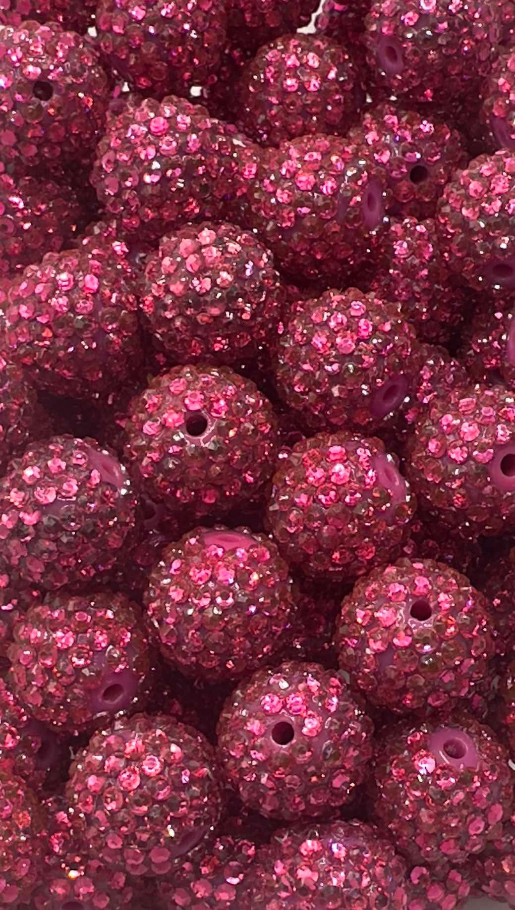 Fuchsia Gloss Rhinestone 20mm Acrylic Bead