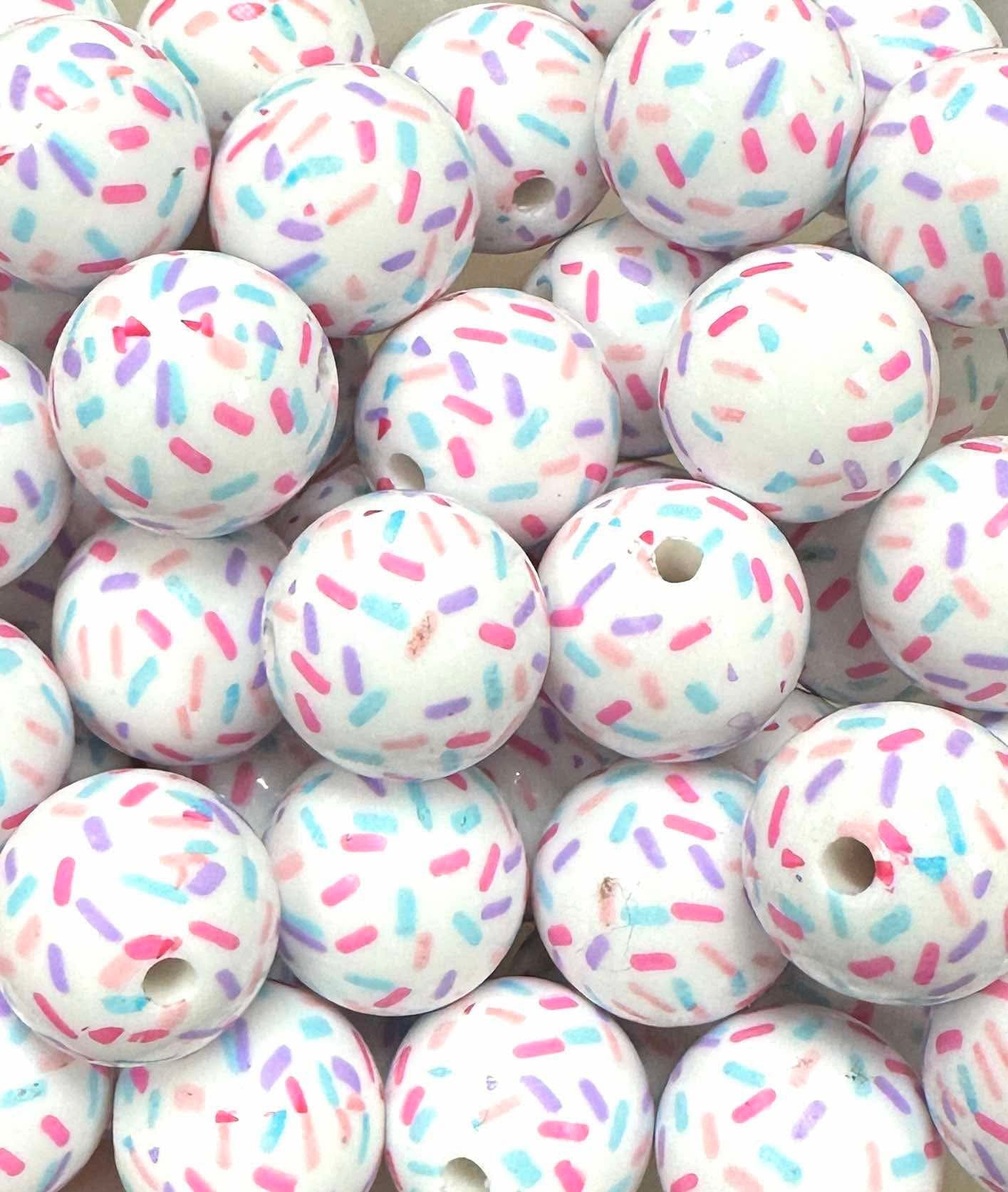 Pink/Blue/Purple Sprinkles 20mm Acrylic Bead