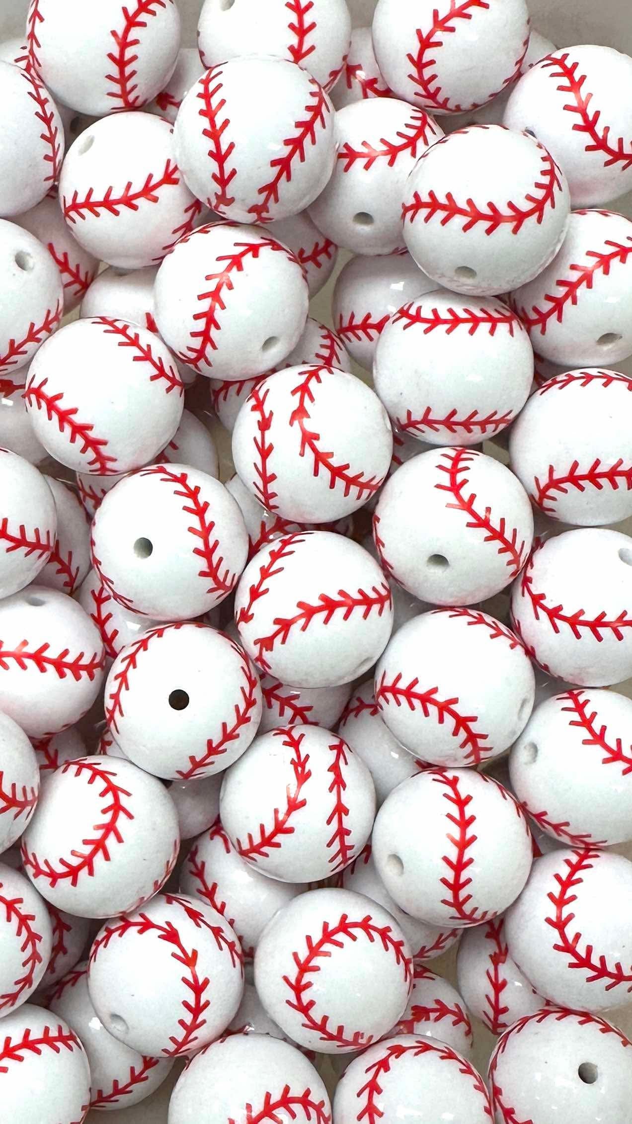 Baseball 20mm Acrylic Bead