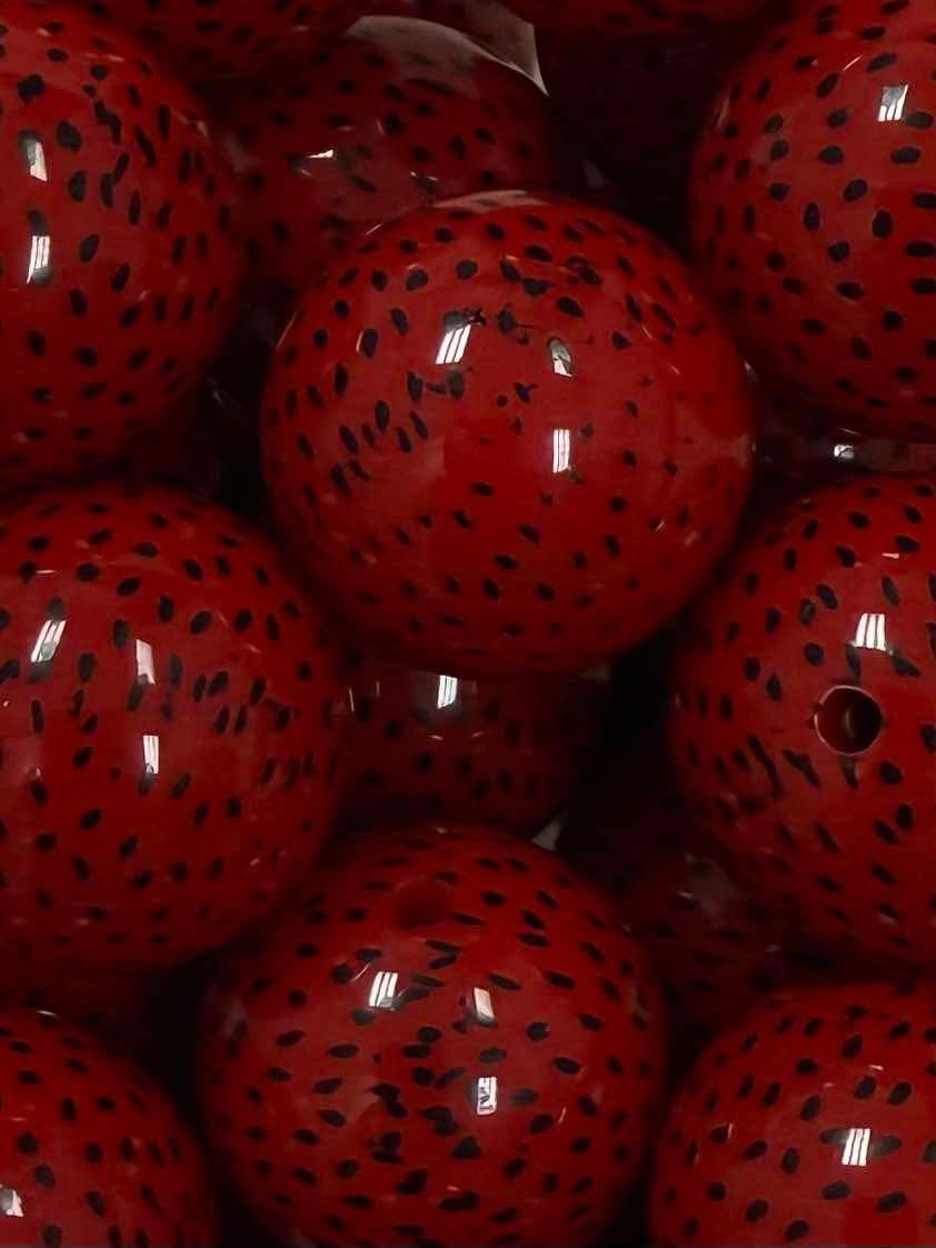 Red Watermelon Seeds 20mm Acrylic Bead