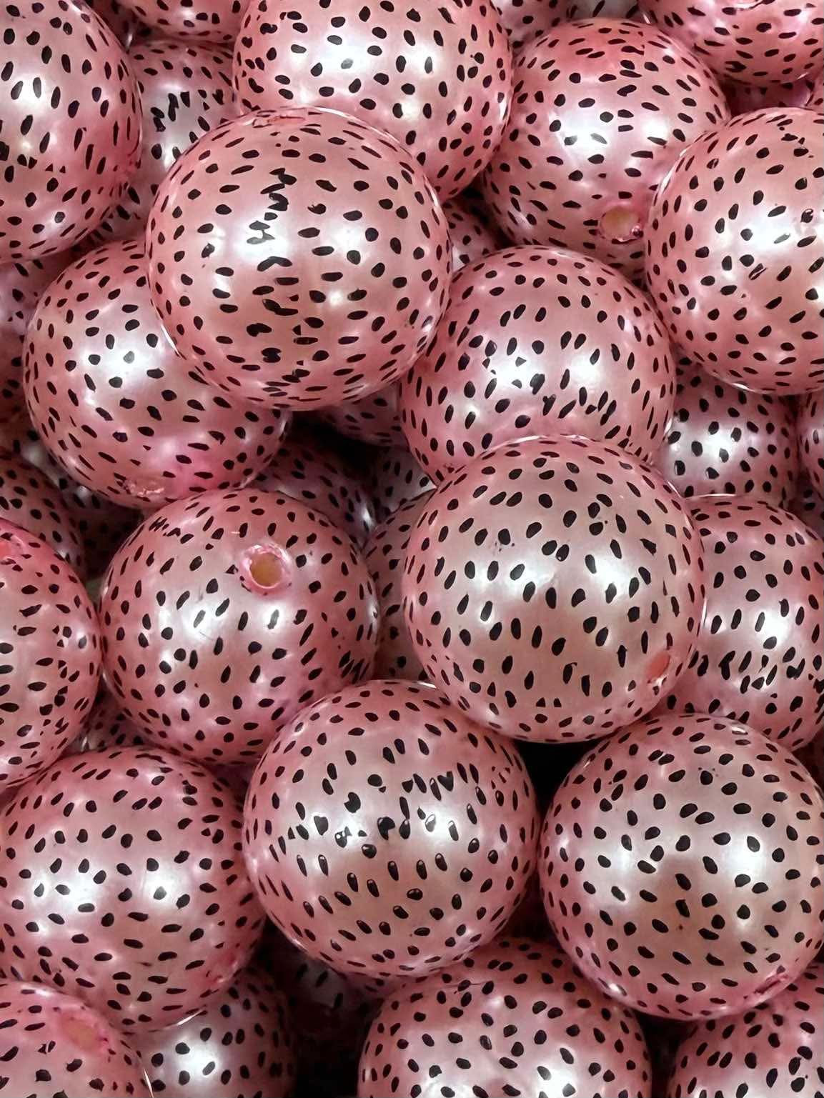 Metallic Light Pink Watermelon Seeds 20mm Acrylic Bead