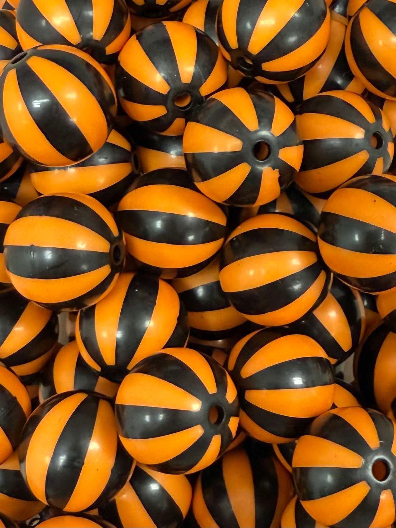 Black & Orange Circus 20mm Acrylic Bead