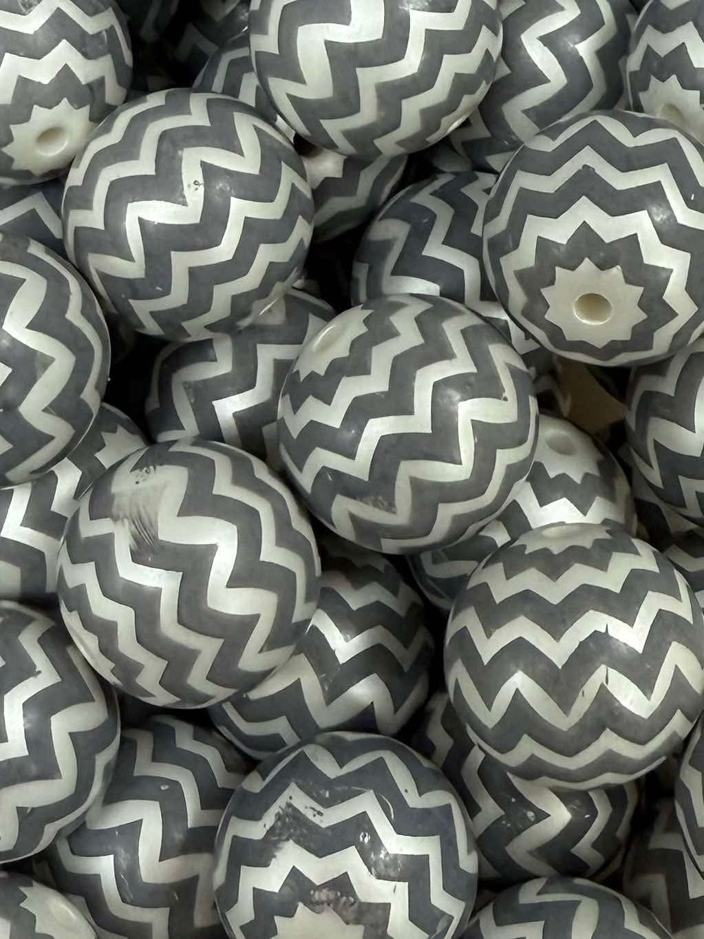 Grey Chevron 20mm Acrylic Bead