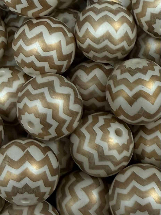 Gold Chevron 20mm Acrylic Bead