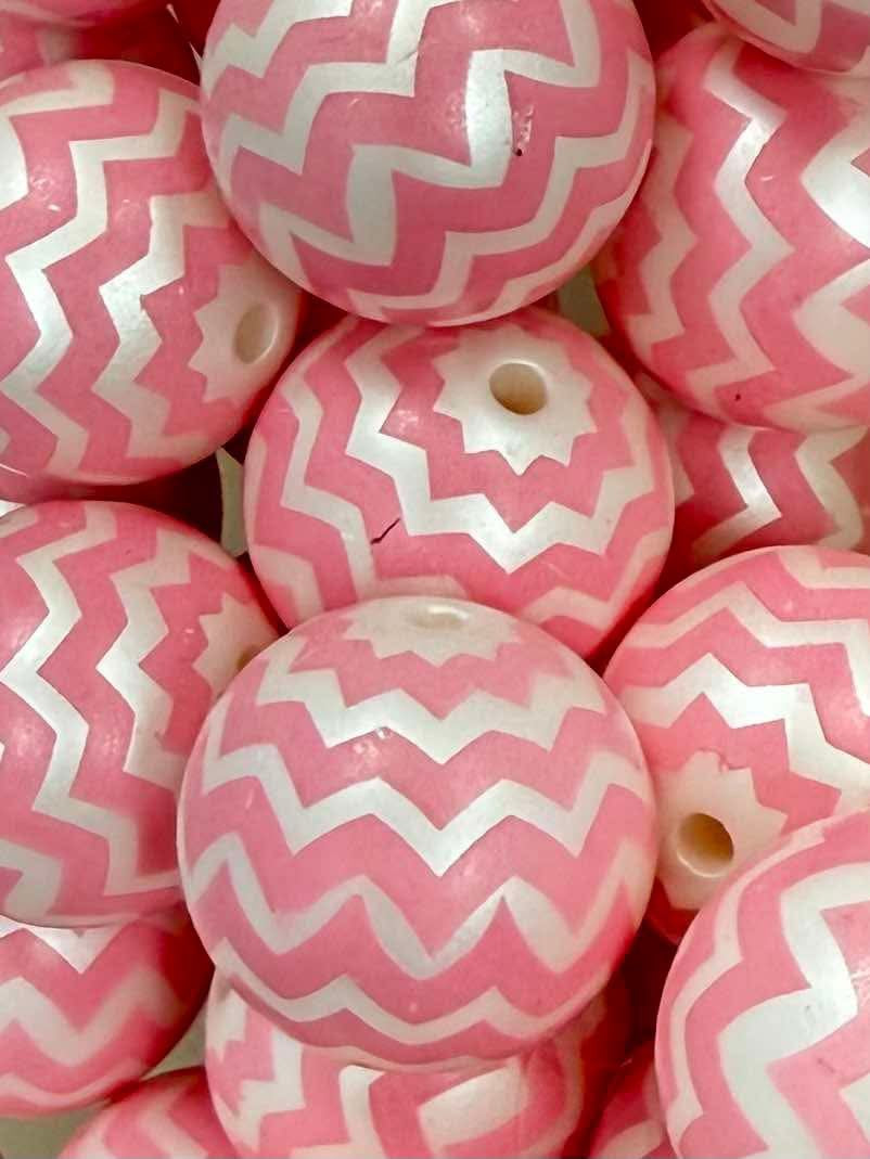 Pink Chevron 20mm Acrylic Bead