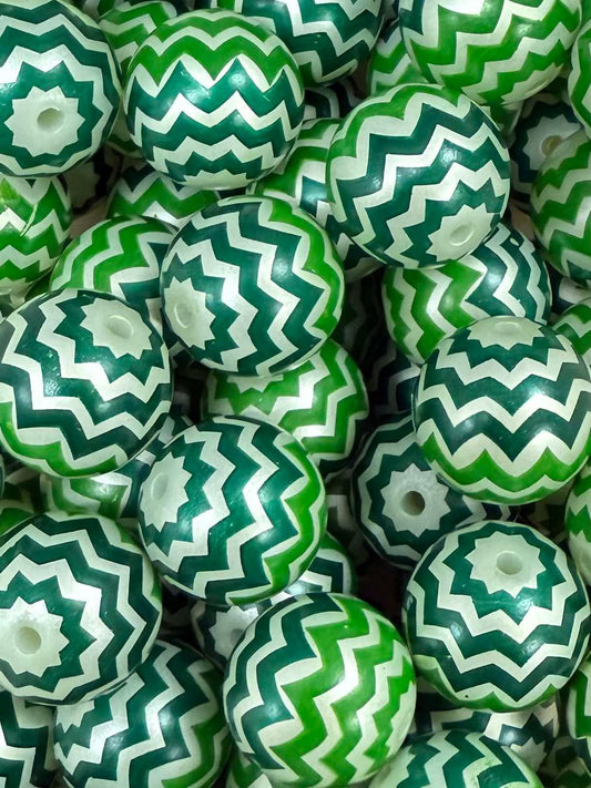 Green Chevron 20mm Acrylic Bead